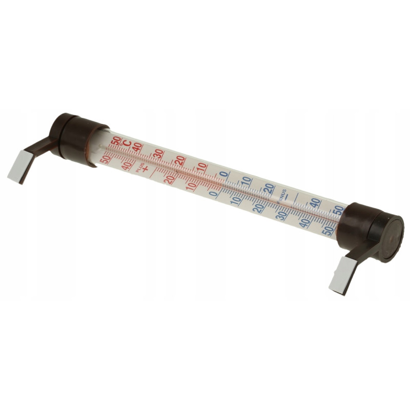 Termometr zaokienny PCV szklany 28cm brązowy