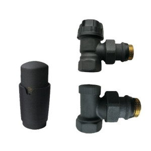 Zestawtermostatyczny kątowy + głowica GRAFITOWY