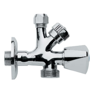 Zawór  1/2"x3/4"x3/8"kabin.do baterii z pod.pralki