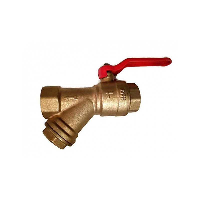 Zawór kulowy z rączką 1" + filtr skośny