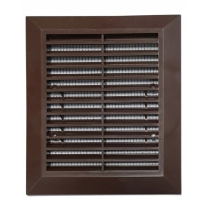 Kratka wentylacyjna 14x14 skośna z siatką BRĄZ