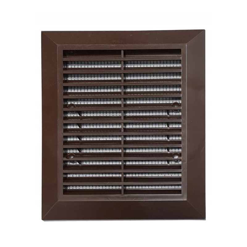 Kratka wentylacyjna 14x14 skośna z siatką BRĄZ