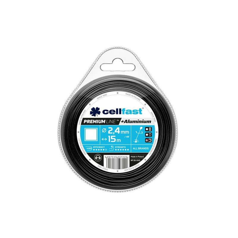 Żyłka do kosiarek kwadratowa z aluminium 2.4/15m