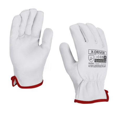 R rękawice robocze biała skóra 10 Driver
