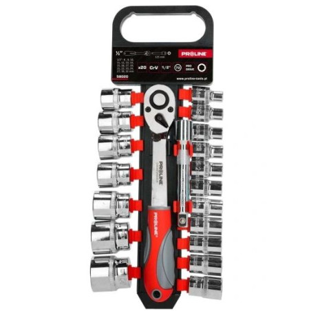 ZESTAW NASADEK 1/2 20 SZT. PLUS GRZECHOTKA PROLINE