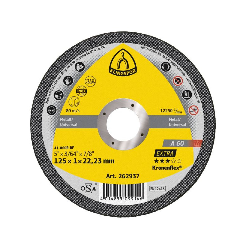 Tarcza    do przecinania stali    125x1,0 Klingspo