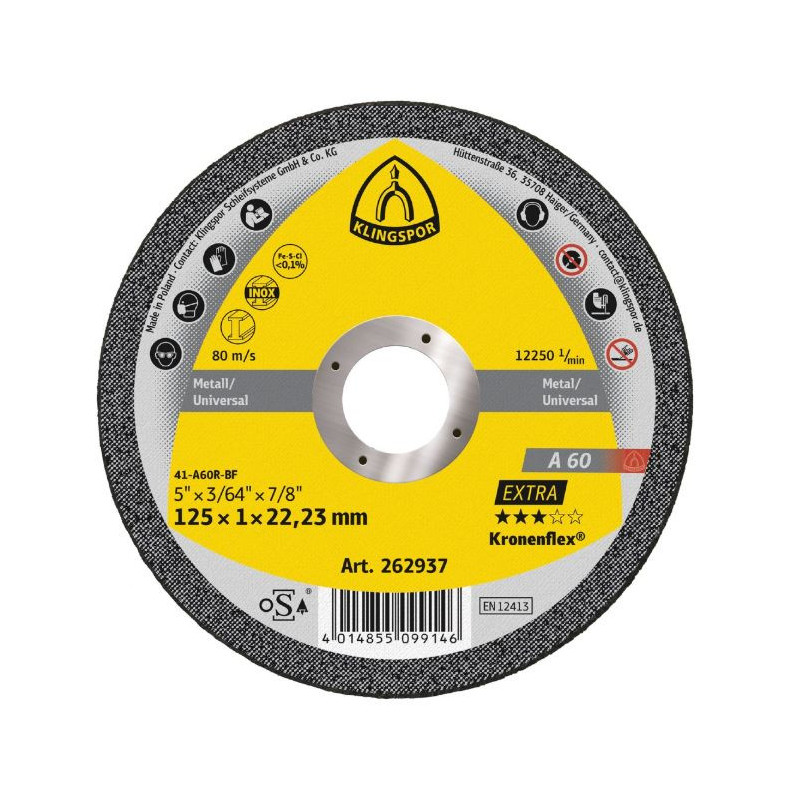 Tarcza    do przecinania stali    125x1,6 Klingspo