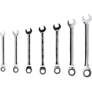 Klucze płasko-oczkowe z grzechotką 7cz.YATO