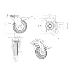 Koło 20cm podstawa obrotowa z blokadą