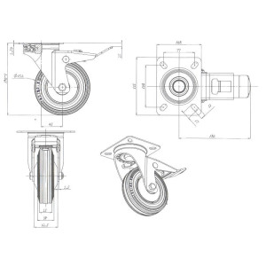 Koło 16cm podstawa obrotowa z blokadą