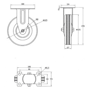 Koło 12,5cm podstawa stała