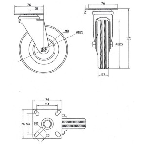 Koło 12,5cm podstawa obrotowa