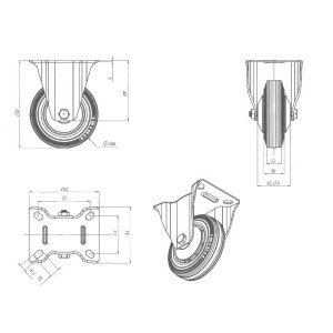 Koło 7.5cm podstawa stała