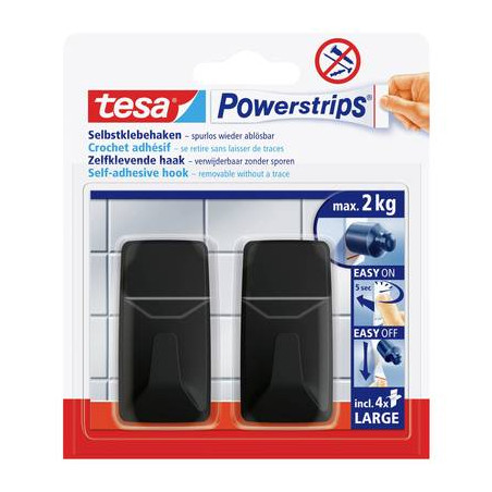 TESA Haczyki samoprz.POWERSTRIPS 2szt.prost.czarne