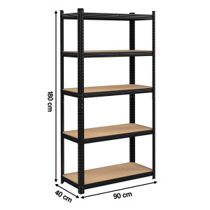 Regał met.wcis.prem5pół.1800x900x400mm,265kg czarn