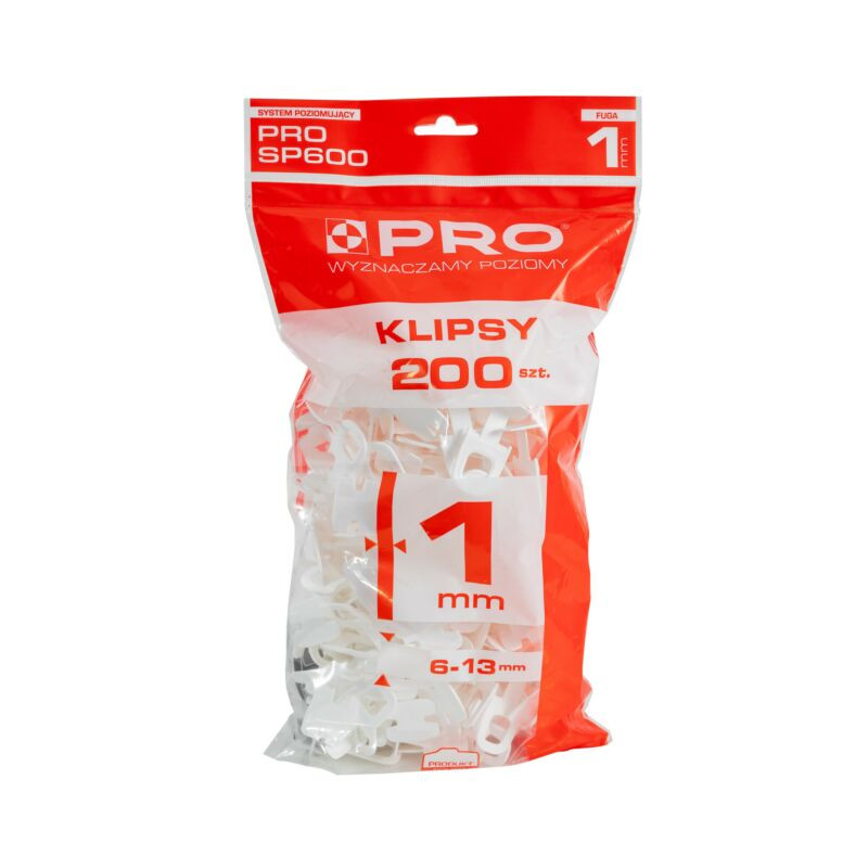 SYSTEM POZIOMUJĄCY KLIPSY 1mm 200SZT  PRO