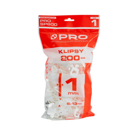 SYSTEM POZIOMUJĄCY KLIPSY 1mm 200SZT  PRO