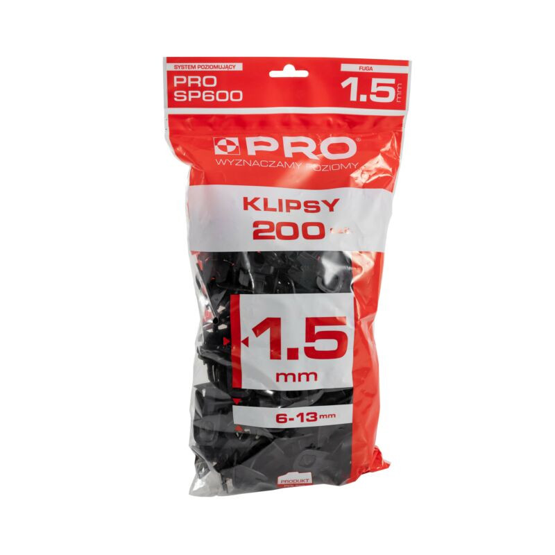 SYSTEM POZIOMUJĄCY KLIPSY 1,5mm 200SZT  PRO