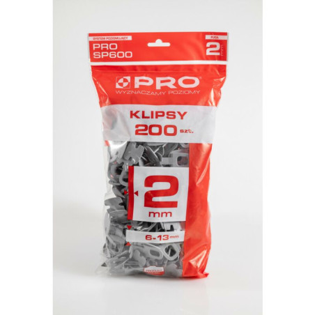 SYSTEM POZIOMUJĄCY KLIPSY 2mm 200SZT  PRO