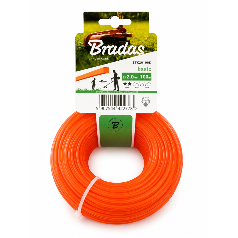 Żyłka do kosiarek  kwadratowa 2,0/100m BRADAS