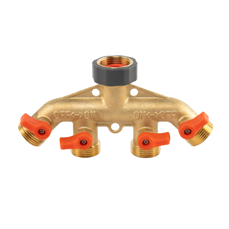 Rozdzielacz 4-drożny z zaworami  BRASS SOFT