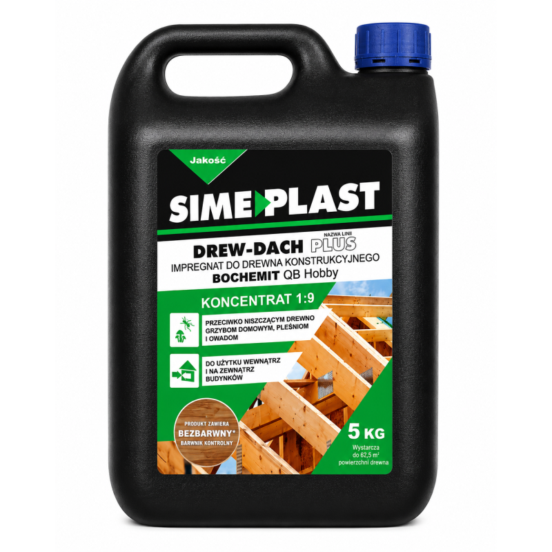 IMPREGNAT DO DREWNA KONSTRUKCYJNEGO SIME PLAST DREW-DACH PLUS – 5 KG (BEZBARWNY)
