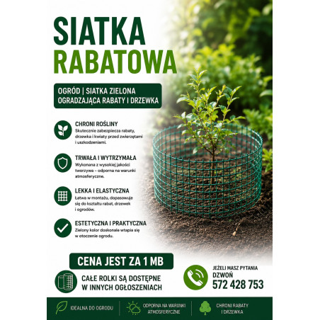 Siatka plastikowa rabatowa zielona 60cm wysoka-cena za 1 mb