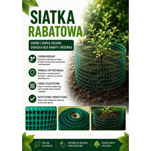 Siatka plastik  rabatowa zielona  80cm wysoka x 50m długa