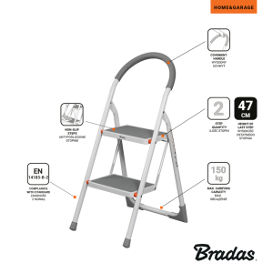 DRABINA SKŁADANA STALOWA  (2-STOPNIOWA) BRADAS