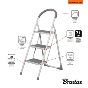 DRABINA SKŁADANA STALOWA  (3-STOPNIOWA) BRADAS