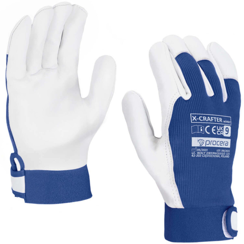RĘKAWICE OCHRONNE OCIEPLANE WZMOCNIONE KOZIĄ SKÓRĄ X-CRAFTER WINTER PROCERA
